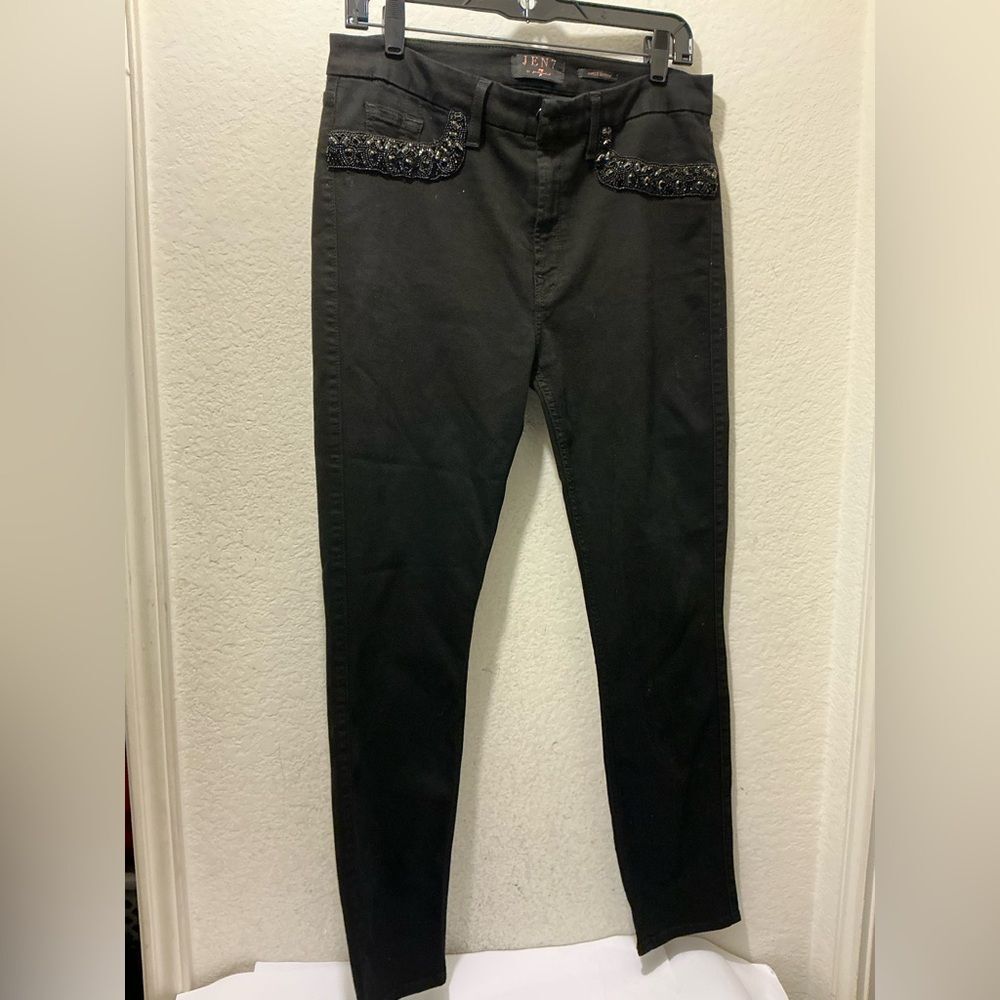 Jen7 for 7 for all mankind Black skinny Pants with jewel pockets Accents  10